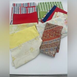 Vintage 70s 80s Lot of 10 Pillowcases Floral Striped Cottagecore Craft Fabric